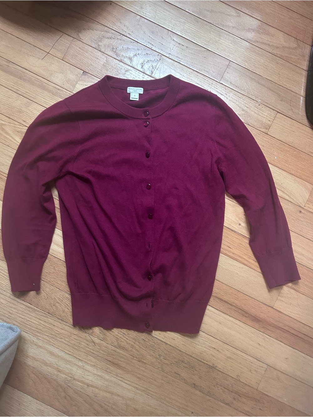 J. Crew Maroon Button-Front Clare Crewneck Cardigan